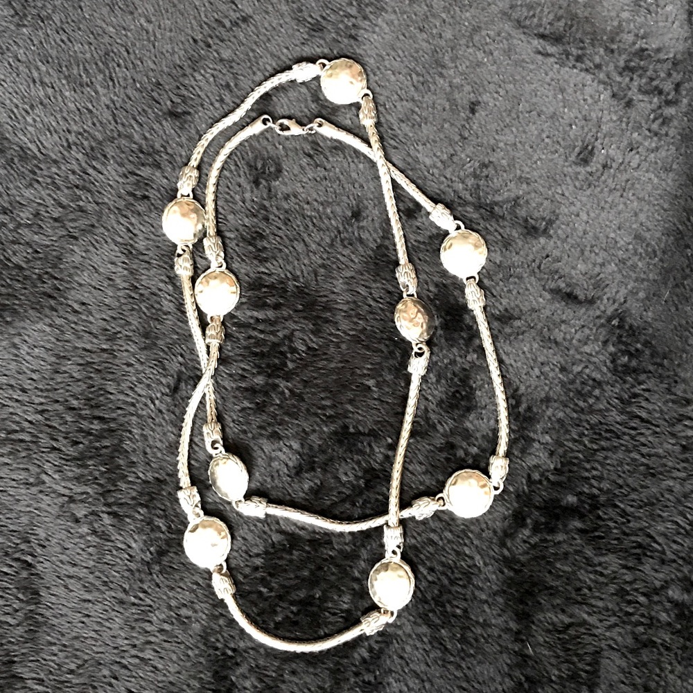 Silver circle long necklace